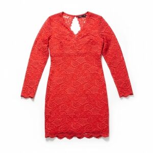 Vero Moda Vibrant Red Lace Long Sleeve Dress
